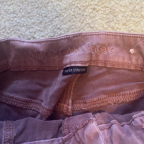 EUC American Eagle Outfitters AEO Tie Front Pink Jean Jeggings - Picture 6 of 12